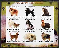 Turkmenistan 2000 ? Dogs of the World imperf sheetlet containing 9 values with Scout logo in margins unmounted mint, stamps on , stamps on  stamps on dogs, stamps on  stamps on scouts