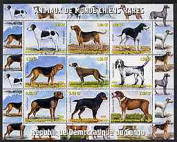 Congo 2000 Rare Dogs of the World #2 perf sheetlet containing 9 values unmounted mint, stamps on , stamps on  stamps on dogs, stamps on  stamps on 