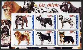 Congo 2003 Dogs imperf sheetlet containing set of 6 values unmounted mint, stamps on , stamps on  stamps on dogs, stamps on  stamps on 