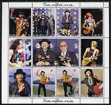 Karjala Republic 2000 Santana (Pop Guitarist) perf sheetlet containing 12 values unmounted mint, stamps on music, stamps on personalities, stamps on pops, stamps on guitar, stamps on musical instruments, stamps on rock