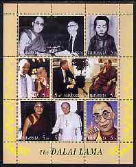 Chakasia 2001 The Dalai Lama perf sheetlet containing 9 values unmounted mint, stamps on personalities, stamps on pope, stamps on peace, stamps on nobel