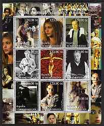 Turkmenistan 2000 The 72nd Academy Awards perf sheetlet containing set of 9 values unmounted mint, stamps on , stamps on  stamps on films, stamps on  stamps on movies, stamps on  stamps on cinema, stamps on  stamps on entertainments, stamps on  stamps on personalities