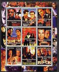 Congo 2001 Movie Posters #1 perf sheetlet containing set of 9 values unmounted mint, stamps on films, stamps on movies, stamps on cinema, stamps on entertainments, stamps on 