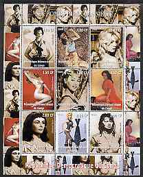Congo 2000 Sex Bombs perf sheetlet containing set of 9 values unmounted mint, stamps on films, stamps on movies, stamps on cinema, stamps on entertainments, stamps on women, stamps on personalities, stamps on nudes, stamps on marilyn, stamps on marilyn monroe