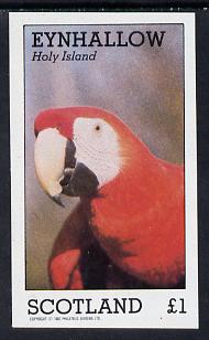 Eynhallow 1982 Parrots #03 imperf souvenir sheet (£1 value) unmounted mint, stamps on birds  parrots