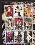 Eritrea 2002 Fantasy Art of Olivia perf sheetlet containing 9 values unmounted mint, stamps on arts, stamps on women, stamps on nudes, stamps on fantasy