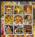 Congo 2002 Alfons Mucha (Art Nouveau) perf sheetlet containing set of 9 values unmounted mint, stamps on arts, stamps on women
