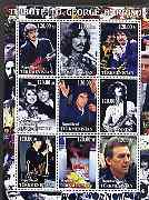 Turkmenistan 2001 Tribute to George Harrison perf sheetlet containing 9 values unmounted mint, stamps on personalities, stamps on music, stamps on pops, stamps on beatles
