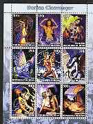 Benin 2002 Fantasy Art by Dorian Cleavenger (Pin-ups) perf sheet containing 9 values, unmounted mint, stamps on arts, stamps on women, stamps on nudes, stamps on fantasy
