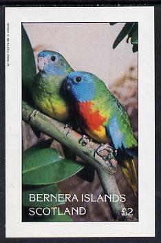 Bernera 1982 Parrots imperf deluxe sheet (Â£2 value) unmounted mint, stamps on , stamps on  stamps on birds   parrots