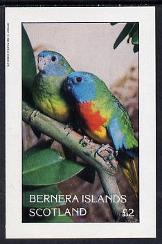 Bernera 1982 Parrots imperf deluxe sheet (£2 value) unmounted mint, stamps on birds   parrots