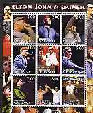 Tadjikistan 2001 Elton John & Eminem perf sheetlet containing 9 values unmounted mint, stamps on , stamps on  stamps on personalities, stamps on  stamps on entertainments, stamps on  stamps on music, stamps on  stamps on pops, stamps on  stamps on rock