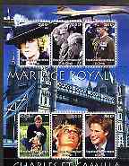 Congo 2005 Royal Marriage - Charles & Camilla #3 perf sheetlet containing set of 6 values unmounted mint, stamps on royalty, stamps on charles, stamps on camilla, stamps on concorde, stamps on london, stamps on bridges, stamps on lighthouses, stamps on william, stamps on diana