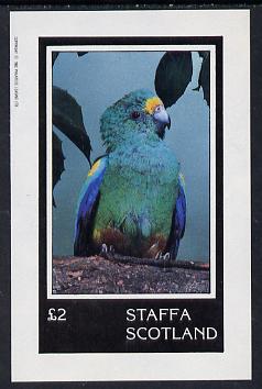 Staffa 1982 Parrots #01 imperf deluxe sheet (£2 value) unmounted mint, stamps on birds  parrots