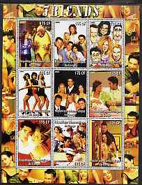 Congo 2005 Friends (TV Series) perf sheetlet containing 9 values unmounted mint, stamps on , stamps on  stamps on entertainments, stamps on  stamps on  tv , stamps on  stamps on 