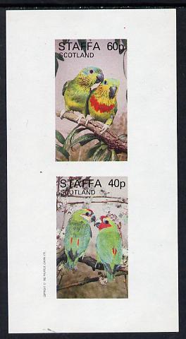 Staffa 1982 Parrots #01 imperf set of 2 values (40p & 60p) unmounted mint , stamps on , stamps on  stamps on birds  parrots