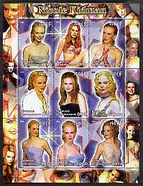 Congo 2005 Nicole Kidman perf sheetlet containing 9 values unmounted mint, stamps on , stamps on  stamps on personalities, stamps on  stamps on entertainments, stamps on  stamps on films, stamps on  stamps on cinema, stamps on  stamps on women