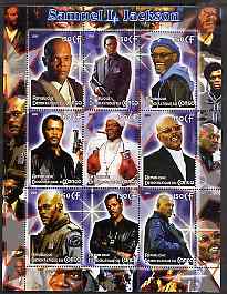 Congo 2005 Samuel L Jackson perf sheetlet containing 9 values unmounted mint, stamps on , stamps on  stamps on personalities, stamps on  stamps on entertainments, stamps on  stamps on films, stamps on  stamps on cinema, stamps on  stamps on boxing