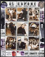Tadjikistan 2000 Al Capone perf sheetlet containing 9 values unmounted mint, stamps on personalities, stamps on mafia, stamps on alcohol, stamps on legal, stamps on law, stamps on 