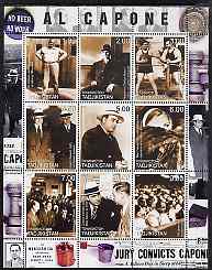 Tadjikistan 2000 Al Capone perf sheetlet containing 9 values unmounted mint, stamps on , stamps on  stamps on personalities, stamps on  stamps on mafia, stamps on  stamps on alcohol, stamps on  stamps on legal, stamps on  stamps on law, stamps on  stamps on 