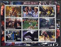 Kyrgyzstan 2001 Jurassic Park perf sheetlet containing 9 values unmounted mint, stamps on , stamps on  stamps on personalities, stamps on  stamps on entertainments, stamps on  stamps on films, stamps on  stamps on cinema, stamps on  stamps on movies, stamps on  stamps on dinosaurs