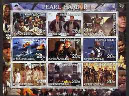 Kyrgyzstan 2001 Pearl Harbour (Movie) perf sheetlet containing 9 values unmounted mint, stamps on films, stamps on cinema, stamps on entertainments, stamps on nurses, stamps on  ww2 , stamps on movies, stamps on ships