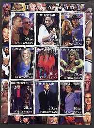 Kyrgyzstan 2001 MTV Video Awards perf sheetlet containing 9 values unmounted mint (U2, Britney, Mick Jagger, Pamela Anderson, etc), stamps on , stamps on  stamps on personalities, stamps on  stamps on entertainments, stamps on  stamps on music, stamps on  stamps on pops, stamps on  stamps on rock