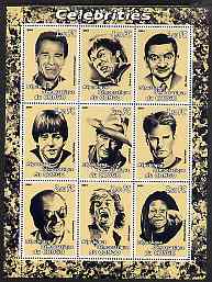 Congo 2001 Caricatures of Celebrites #1 perf sheetlet containing 9 values unmounted mint , stamps on personalities, stamps on entertainments, stamps on films, stamps on cinema, stamps on movies, stamps on music, stamps on rock