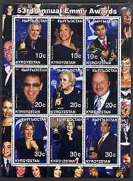 Kyrgyzstan 2001 53rd Annual Emmy Awards perf sheetlet containing 9 values unmounted mint, stamps on , stamps on  stamps on entertainments, stamps on  stamps on music, stamps on  stamps on  tv , stamps on  stamps on 