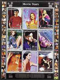 Kyrgyzstan 2001 Movie Stars #2 perf sheetlet containing 9 values unmounted mint, stamps on , stamps on  stamps on films, stamps on  stamps on movies, stamps on  stamps on cinema, stamps on  stamps on entertainments, stamps on  stamps on personalities