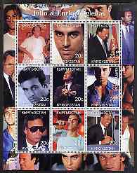 Kyrgyzstan 2000 Julio & Enrique Iglesias perf sheetlet containing 9 values unmounted mint, stamps on entertainments, stamps on personalities, stamps on music