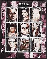 Kyrgyzstan 2000 Mafia perf sheetlet containing 9 values unmounted mint, stamps on entertainments, stamps on personalities, stamps on music, stamps on mafia, stamps on sinatra