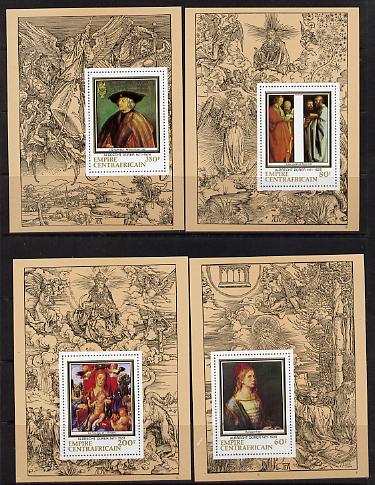 Central African Republic 1978 Death Anniversary of Durer (Paintings) set of 4 m/sheets unmounted mint, designs as SG 592-95, stamps on , stamps on  stamps on arts    durer      dragons    death, stamps on  stamps on renaissance