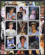 Tadjikistan 2000 A Tribute to Princess Diana #2 perf sheetlet containing 9 values unmounted mint , stamps on , stamps on  stamps on personalities, stamps on  stamps on royalty, stamps on  stamps on diana