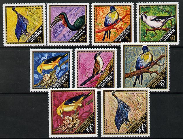 Guinea - Conakry 1971 Wild Birds perf set of 9 unmounted mint, SG 741-49, stamps on , stamps on  stamps on birds    oriole    coucal    shrike    guineafowl     hornbill     game