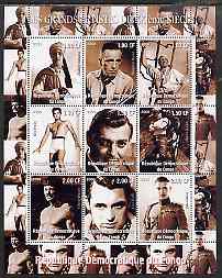 Congo 2000 Film Stars of the 20th Century #4 (Actors) perf sheetlet containing 9 values (Bogart, Elvis, Gable, Brando, Bronson, Grant, Fairbanks jr etc) unmounted mint, stamps on personalities, stamps on entertainments, stamps on films, stamps on cinema, stamps on movies, stamps on millennium, stamps on elvis, stamps on masonics, stamps on masonry