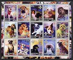 Congo 2002 Paintings of Dogs #1 perf sheet containing set of 15 values each with Scouts Logo, unmounted mint, stamps on , stamps on  stamps on dogs, stamps on  stamps on scouts