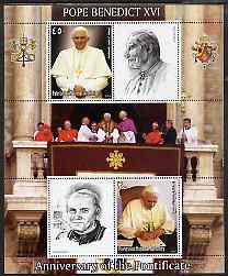 Palestine (PNA) 2006 First Anniversary of Pope Benedict XVI perf sheetlet #2 containing 2 values plus 2 labels unmounted mint. Note this item is privately produced and is..., stamps on personalities, stamps on pope, stamps on 