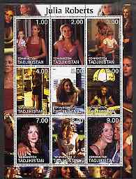 Tadjikistan 2001 Julia Roberts perf sheetlet containing 9 values unmounted mint, stamps on , stamps on  stamps on films, stamps on  stamps on cinema, stamps on  stamps on personalities, stamps on  stamps on entertainments, stamps on  stamps on women