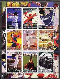 Turkmenistan 2001 Poster Art - Golf perf sheetlet containing 9 values unmounted mint, stamps on , stamps on  stamps on arts, stamps on  stamps on sport, stamps on  stamps on golf, stamps on  stamps on polo