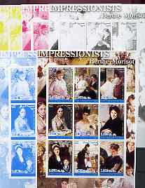 Somalia 2002 Impressionists - Berthe Morisot imperf sheetlet containing 9 values, the set of 5 progressive proofs comprising the 4 individual colours plus all 4-colour composite (as issued) all unmounted mint, stamps on arts, stamps on morisot