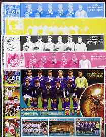 Somalia 2002 Football World Cup (Portugal v Korea) large sheetlet containing 3 values, the set of 5 progressive proofs comprising the 4 individual colours plus all 4-colour composite (as issued) all unmounted mint, stamps on football, stamps on sport