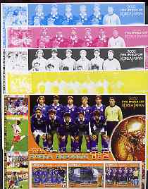 Somalia 2002 Football World Cup (Italy v Korea) large sheetlet containing 3 values, the set of 5 progressive proofs comprising the 4 individual colours plus all 4-colour composite (as issued) all unmounted mint, stamps on , stamps on  stamps on football, stamps on  stamps on sport