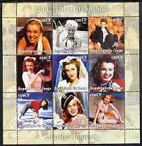 Congo 2004 Marilyn Monroe #2 perf sheetlet containing 9 values unmounted mint, stamps on films, stamps on cinema, stamps on entertainments, stamps on music, stamps on personalities, stamps on marilyn monroe