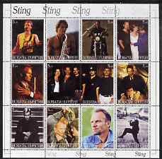 Buriatia Republic 2000 Sting perf sheetlet containing 12 values unmounted mint, stamps on music, stamps on pops, stamps on personalities, stamps on rock, stamps on motorbikes