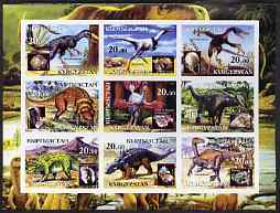 Kyrgyzstan 2001 Dinosaurs & Minerals imperf sheetlet containing set of 9 values, unmounted mint, stamps on , stamps on  stamps on dinosaurs, stamps on  stamps on minerals