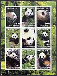 Kyrgyzstan 2001 Pandas imperf sheetlet containing 9 values unmounted mint, stamps on , stamps on  stamps on animals, stamps on  stamps on pandas