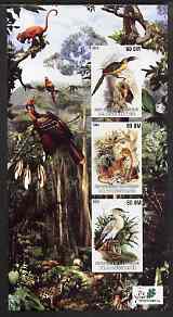 Mauritania 2003 The Nature Conservancy #1 imperf sheetlet containing set of 3 values (Birds & Animals by John Audubon) unmounted mint, stamps on , stamps on  stamps on wildlife, stamps on  stamps on environment, stamps on  stamps on birds, stamps on  stamps on audubon, stamps on  stamps on cats