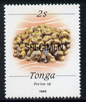 Tonga 1988 Marine Life (Coral) 2s value opt'd SPECIMEN, as SG 1000 unmounted mint*, stamps on coral, stamps on marine-life