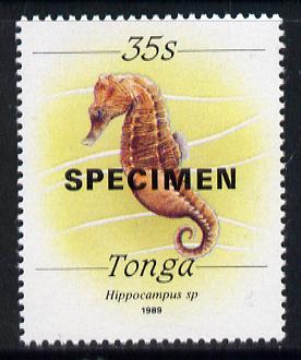 Tonga 1988 Marine Life (Seahorse) 35s value opt'd SPECIMEN, as SG 1009 unmounted mint*, stamps on marine-life, stamps on seahorses